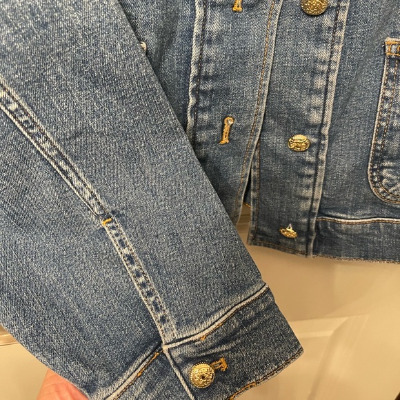 Anthropologie MAEVE Blue Denim Jacket with Gold Buttons - Picture 7 of 12